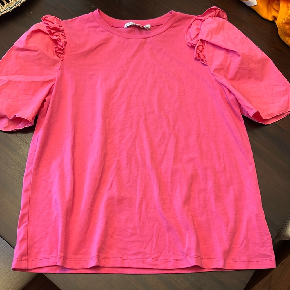 English Factory ruffle shirt size small pink